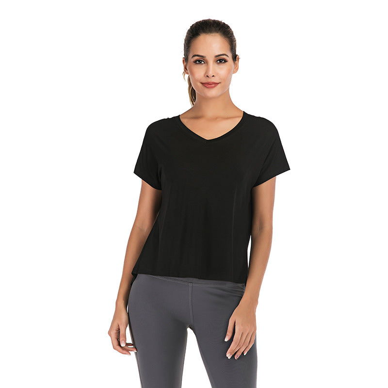 Damen Sommer V-Ausschnitt Sport-T-Shirt mit offenem Rücken